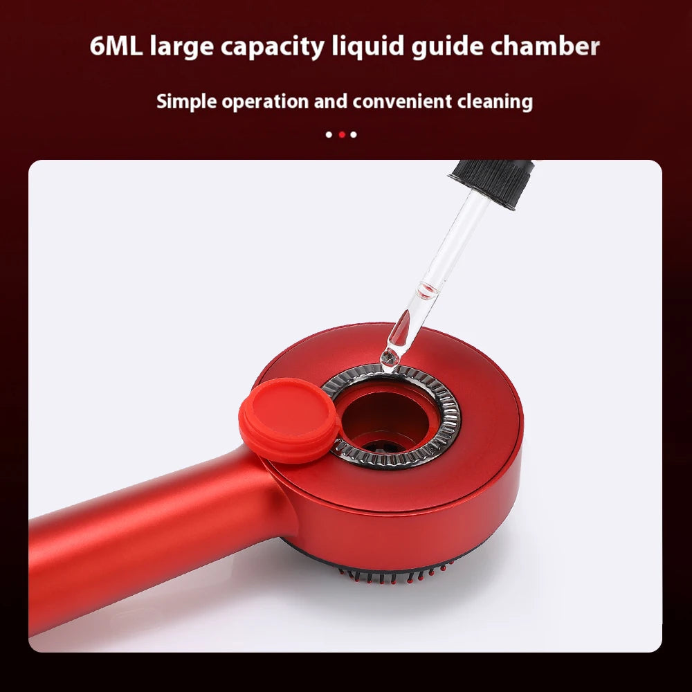 Electric Hair Regrowth Brush with 6ML liquid guide chamber for hair regrowth treatment and easy cleaning.