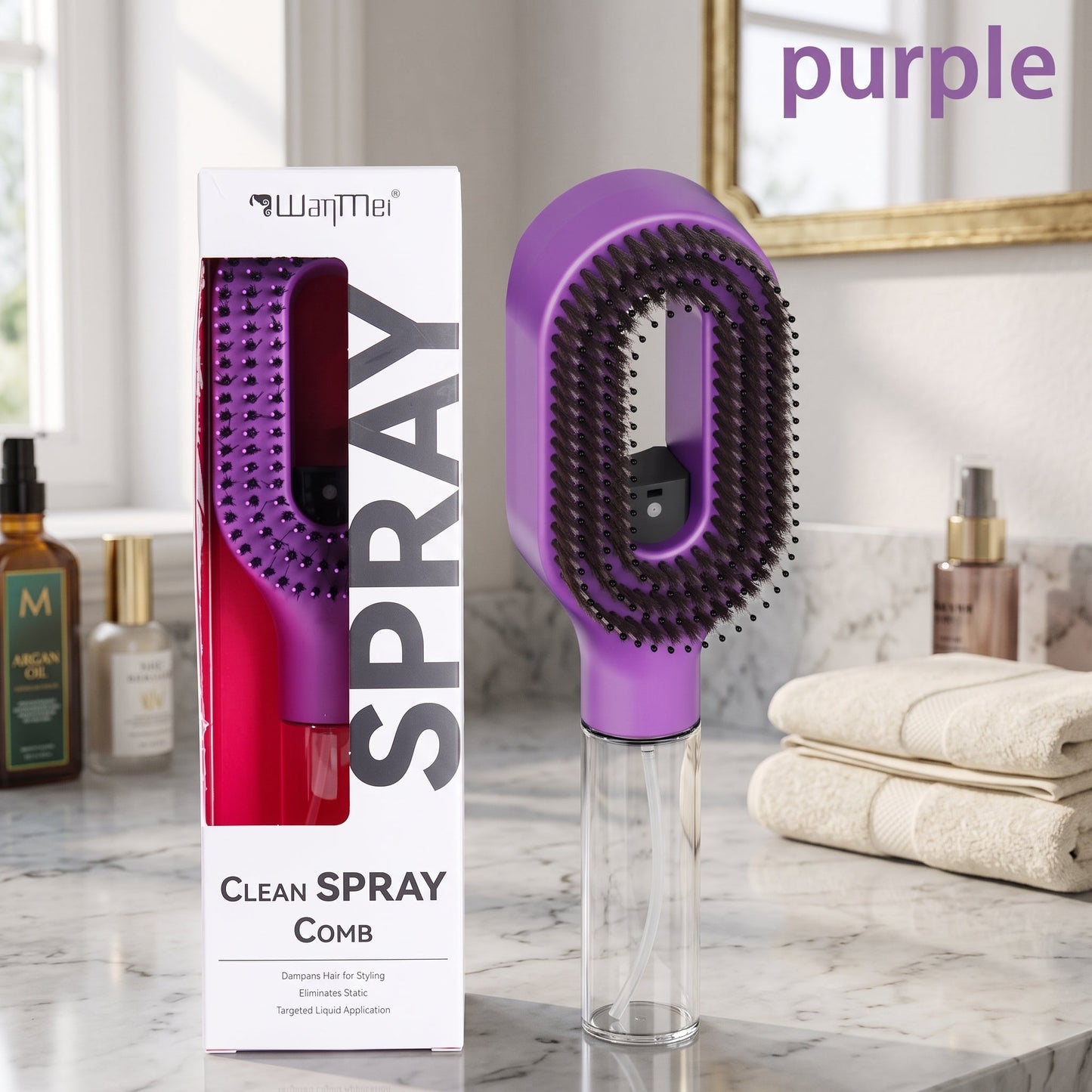 2-in-1 Spray Hair Brush ⭐     HydraComb Hair Brush Mentro