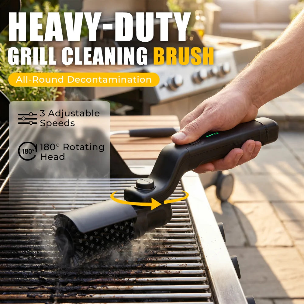 Electric Grill Brush Cleaning BBQ Cleaner Brush Cordless Rechargeable Rotary Adjustable Outdoor Heavy oil Stains Clean Tool