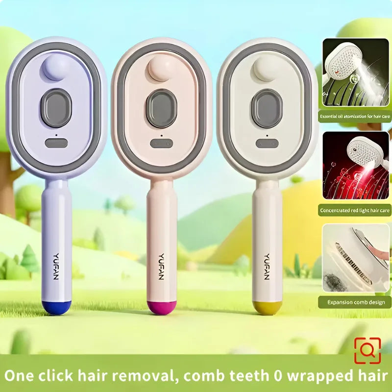 Electric Spray Massage Comb Vibrating Scalp Massager Misting Hair Care Comb, Detangling And Volumizing Comb 3 in 1 Rechargeable