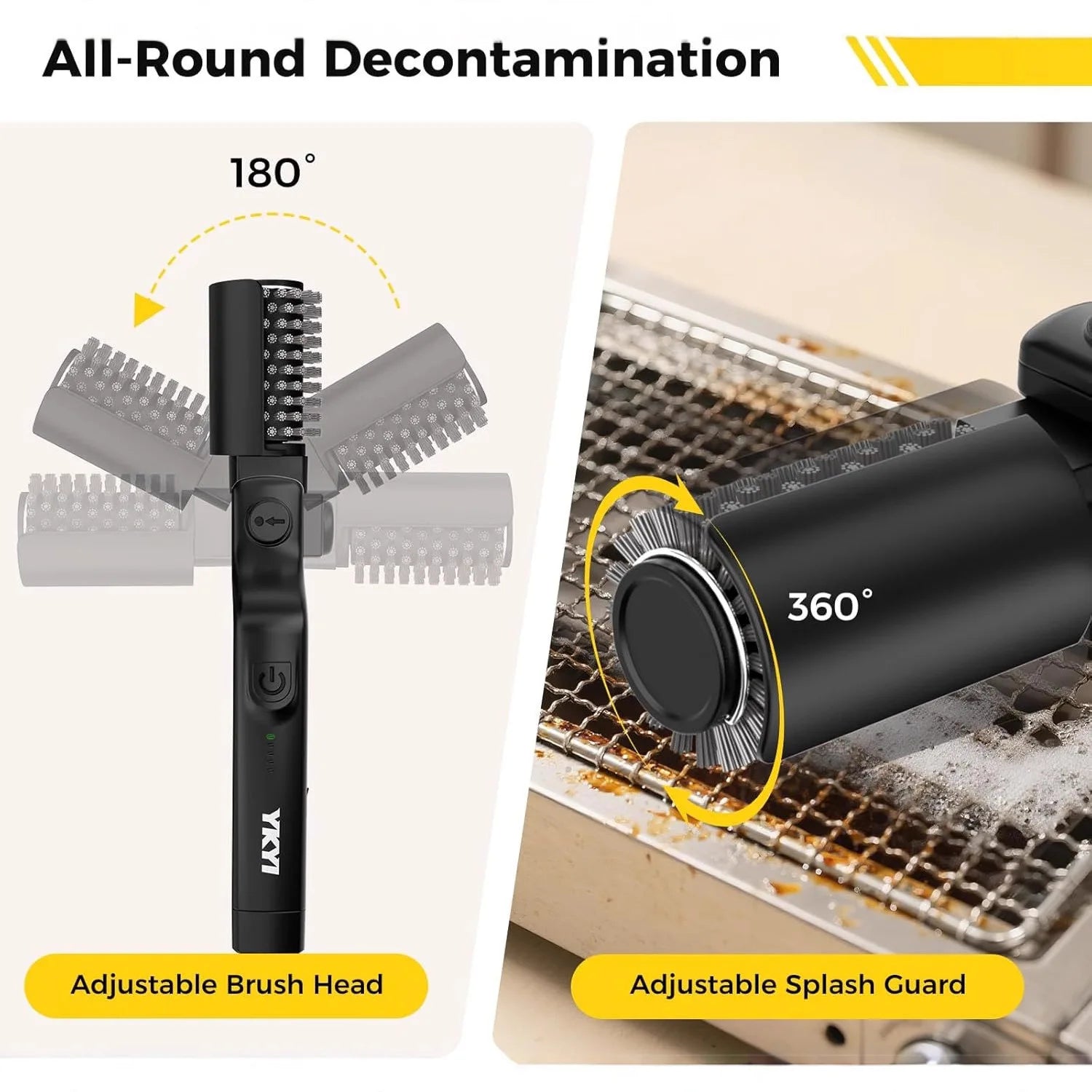 Electric Grill Brush Cleaning BBQ Cleaner Brush Cordless Rechargeable Rotary Adjustable Outdoor Heavy oil Stains Clean Tool