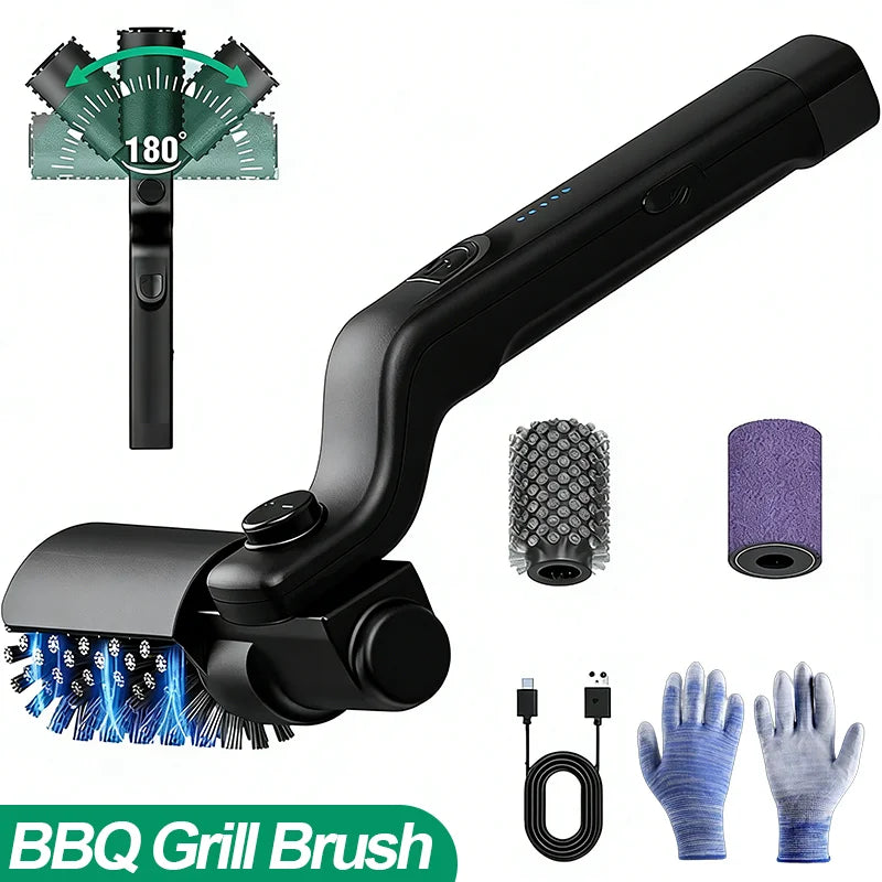 Electric Grill Brush Cleaning BBQ Cleaner Brush Cordless Rechargeable Rotary Adjustable Outdoor Heavy oil Stains Clean Tool