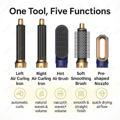 5 In 1 Hair Dryer And Styler Kit With Professional Hot Air Brush Curling Iron Hair Straightener For Curling And Straightening Mentro