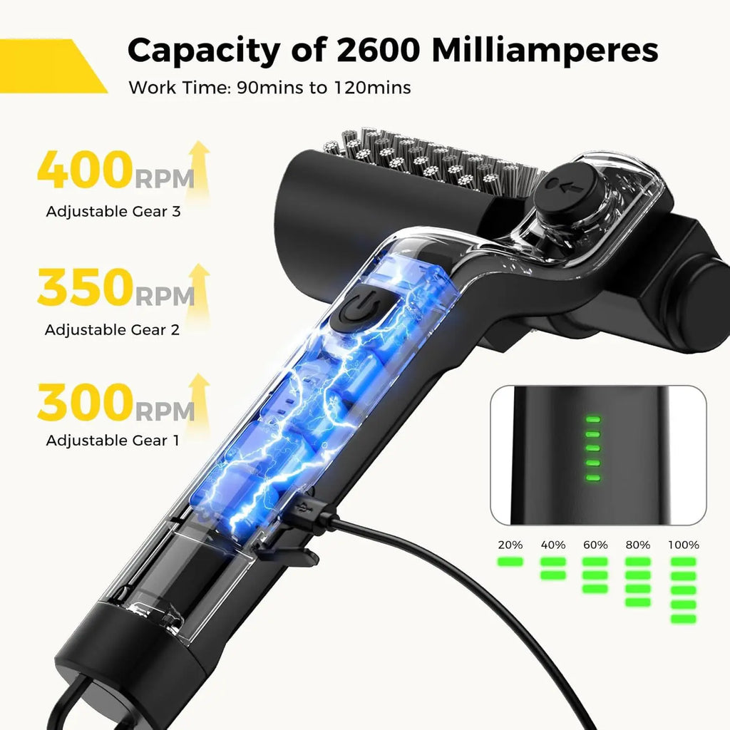 Electric Grill Brush Cleaning BBQ Cleaner Brush Cordless Rechargeable Rotary Adjustable Outdoor Heavy oil Stains Clean Tool