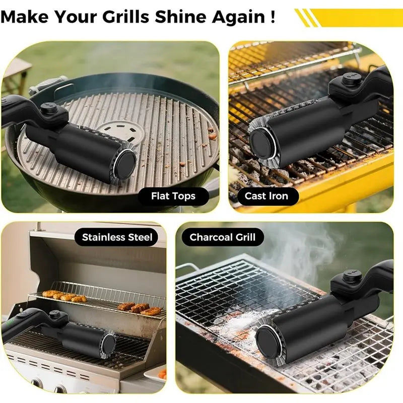 Electric Grill Brush Cleaning BBQ Cleaner Brush Cordless Rechargeable Rotary Adjustable Outdoor Heavy oil Stains Clean Tool